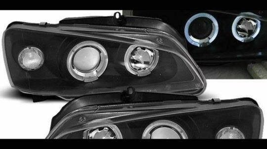 Φανάρια εμπρός angel eyes για Peugeot 106 , μαύρα , χωρίς λάμπες (Η1) 