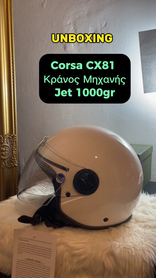 Deschiderea cutiei: Cască de motocicletă Corsa CX81 albă, tip Jet, 1000gr