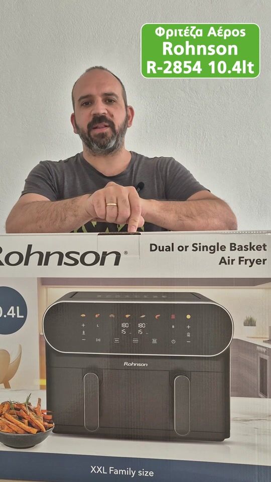 New Rohnson R-2854 Air Fryer with Double Basket 10.4lt - Unboxing