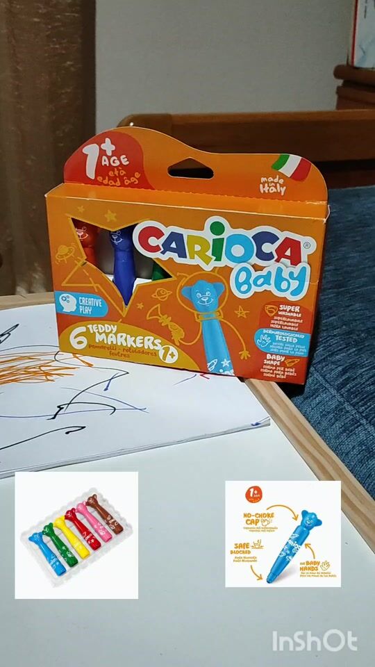 Carioca Baby Teddy Markers 1+ Πλενόμενοι Μαρκαδόροι Ζωγραφικής Χονδροί