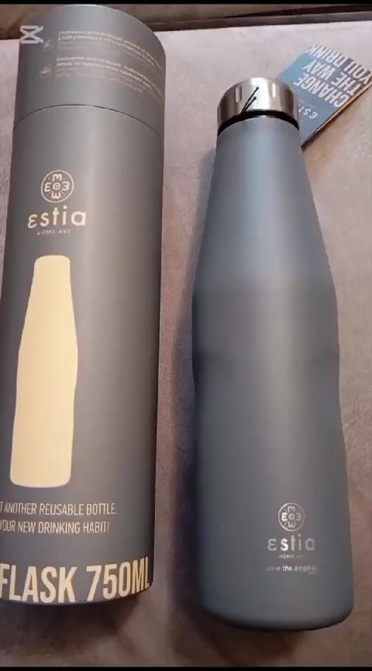 Review for Estia Travel Flask Save the Aegean Recyclable Thermos Bottle Stainless Steel 750ml Fjord Grey