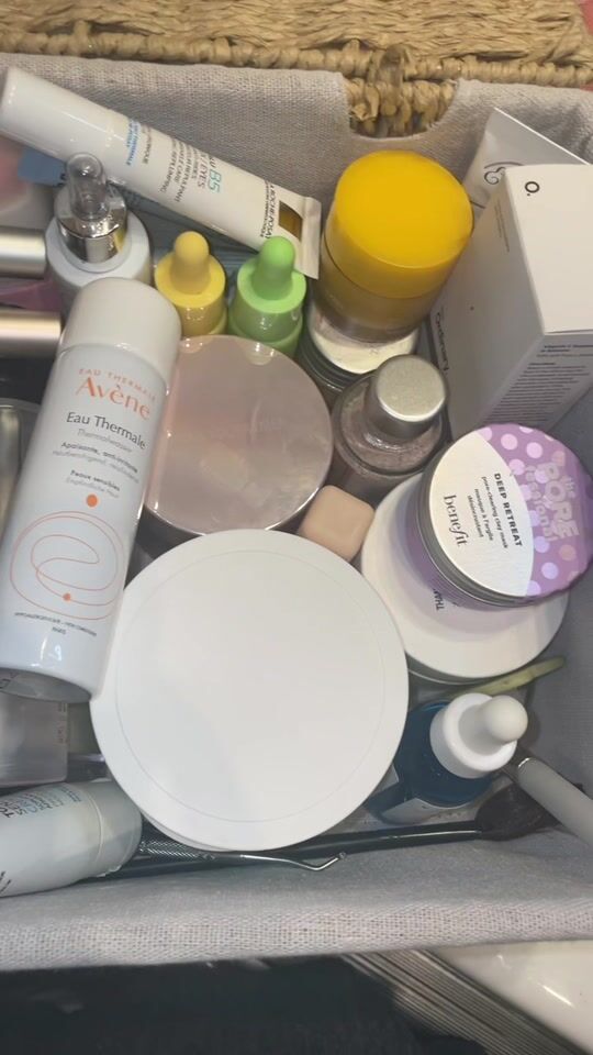 Organizing all my skincare products.