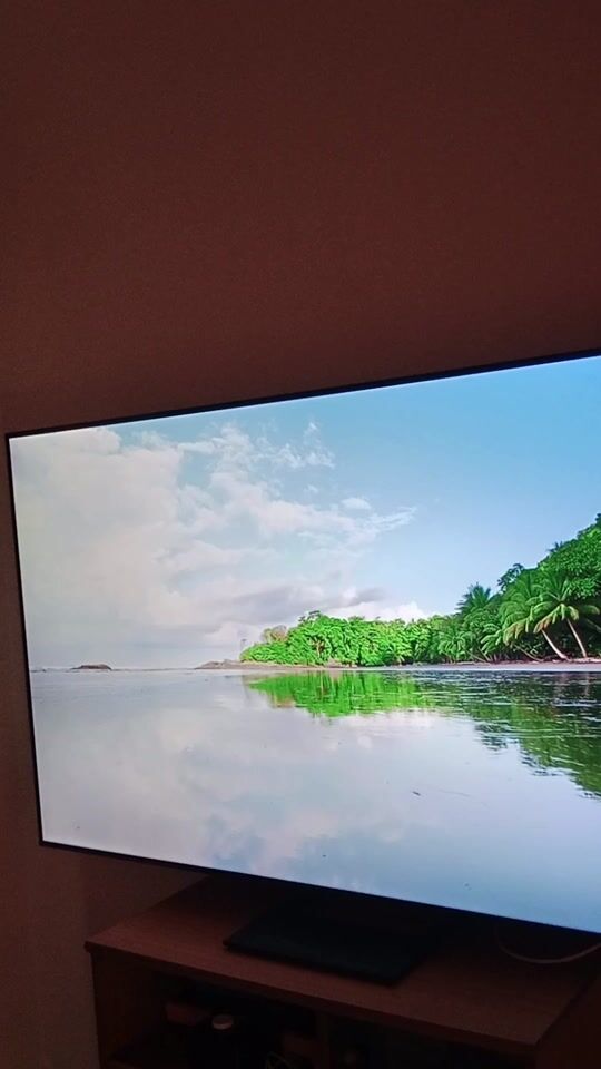 75-inch Samsung TV with voltage stabilizer