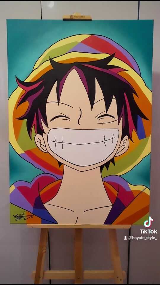 Spraypaint luffy on canvas with flame 🔥 🤯 