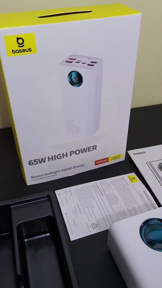 Review for Baseus Amblight Power Bank 26800mAh 65W White