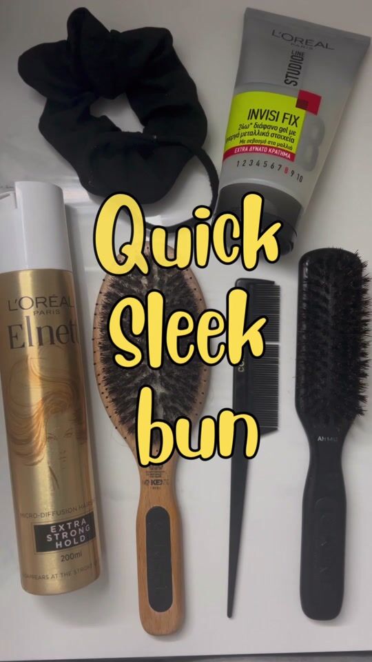 What I use for my quick go to sleek bun tutorial 🎀