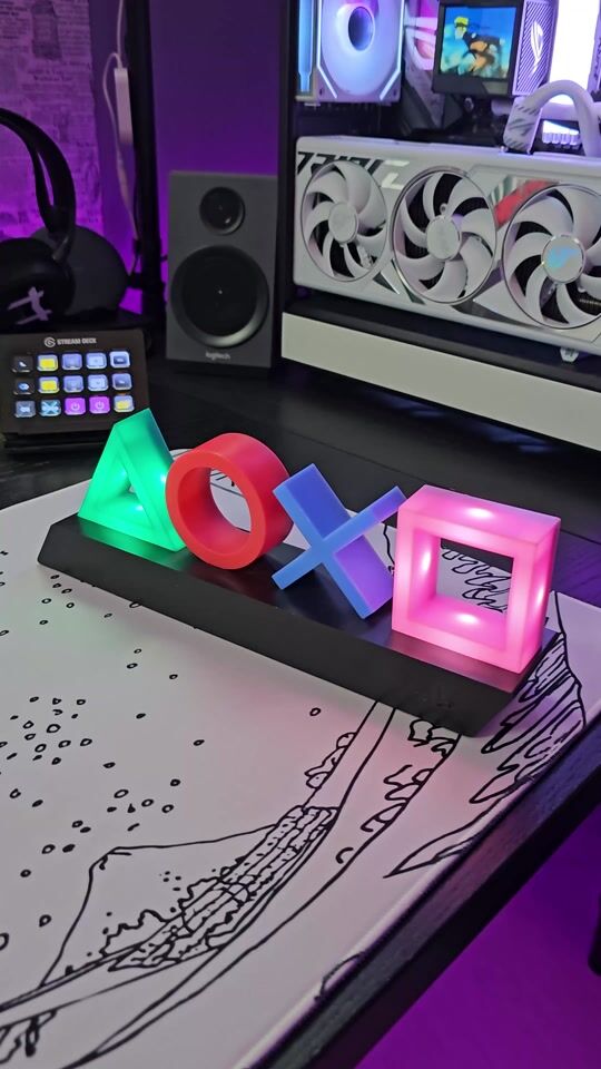 PlayStation Leuchtende Symbole mit Farbwechsel Multicolor 30x10cm