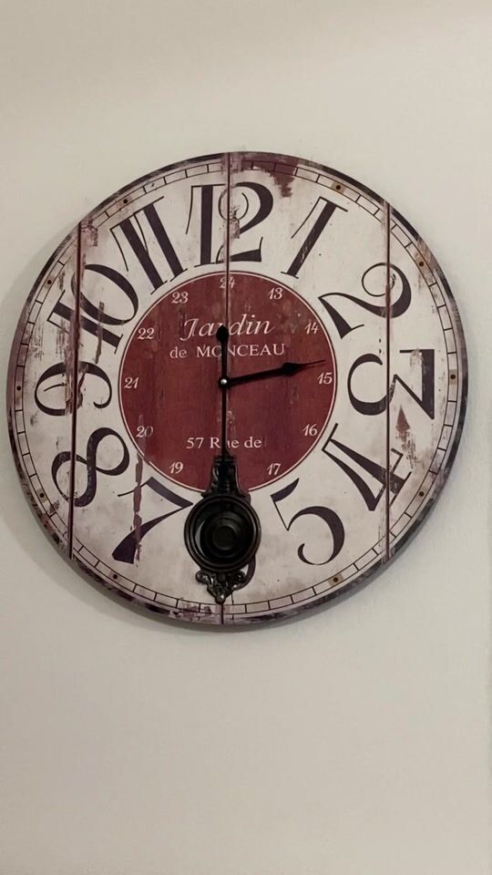 ArteLibre Antique Wall Clock Wooden Ecru Ø58cm