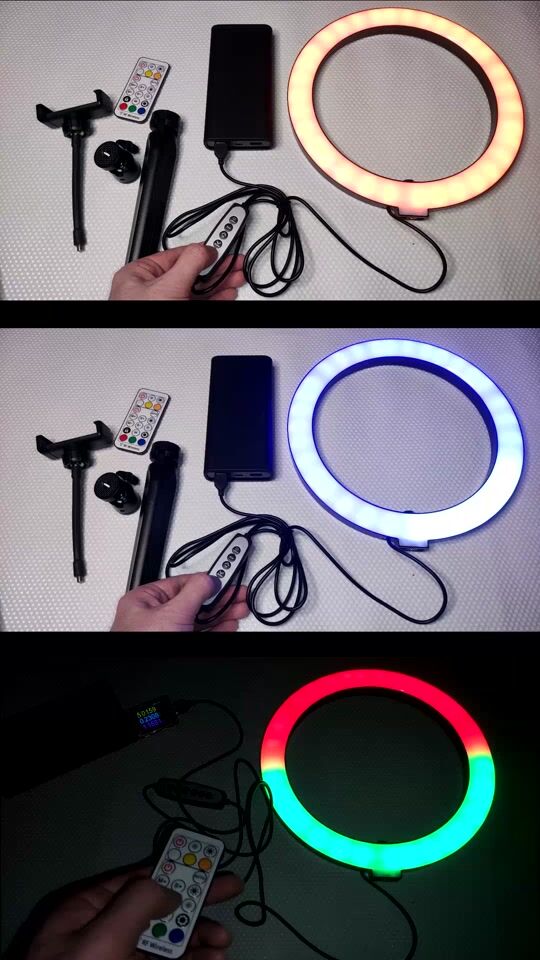 Tracer RGB Ringlicht mit kabelloser, kabelgebundener Steuerung und Zubehör