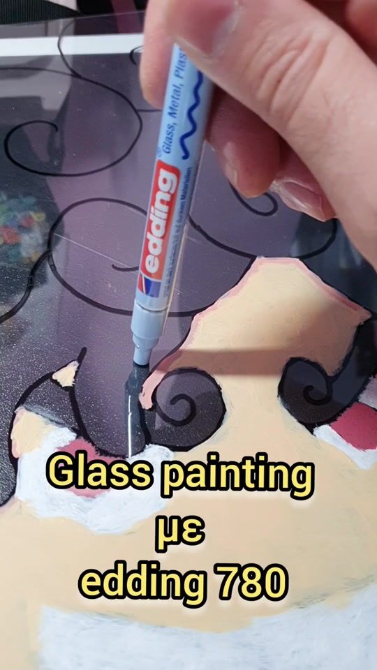 Luffy Gear 5 glass painting με Edding 780